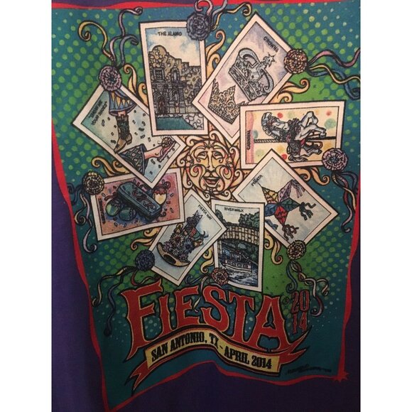 San Antonio Texas Fiesta April 2014 Loteria Graphic T Shirt Men size Large Bingo - Picture 1 of 7